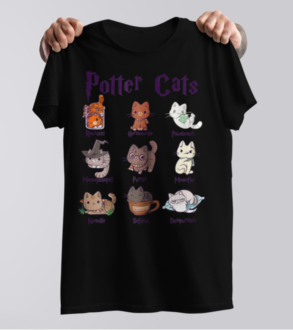 Potter Cats Resnwold Hermiawnie Puurfin Purrdamentor Minervagcatl Severine Dumblepurr Kitten T-Shirt