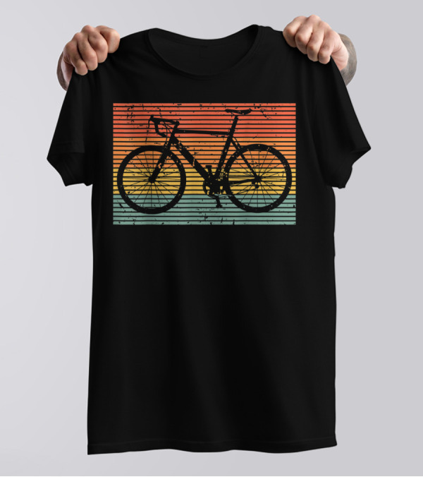 Racing Bicycle Road Bike Racer Uniqu Vintage Sunset Stripe T-Shirt