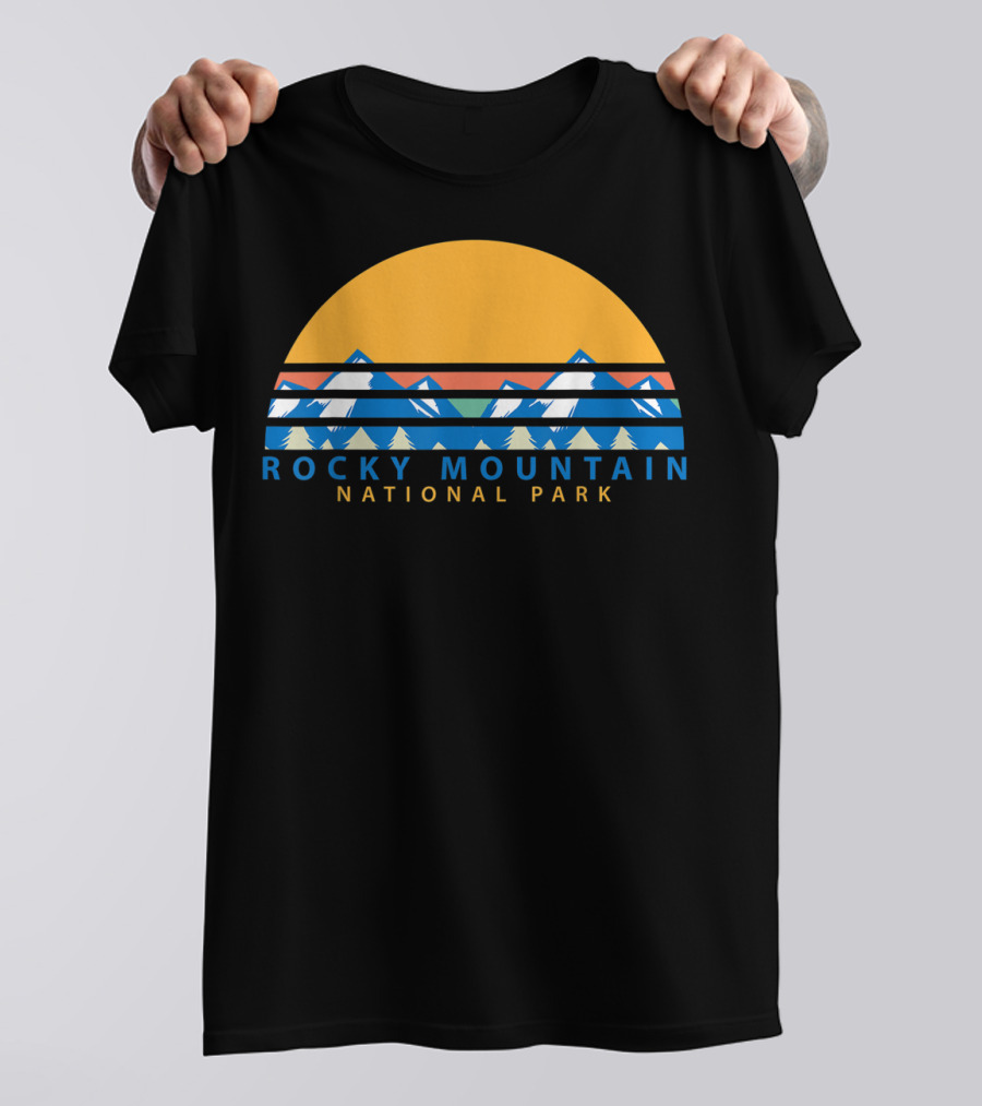 Rocky Mountain National Park Colorado Sunset Peaks Retro Vintage T-Shirt