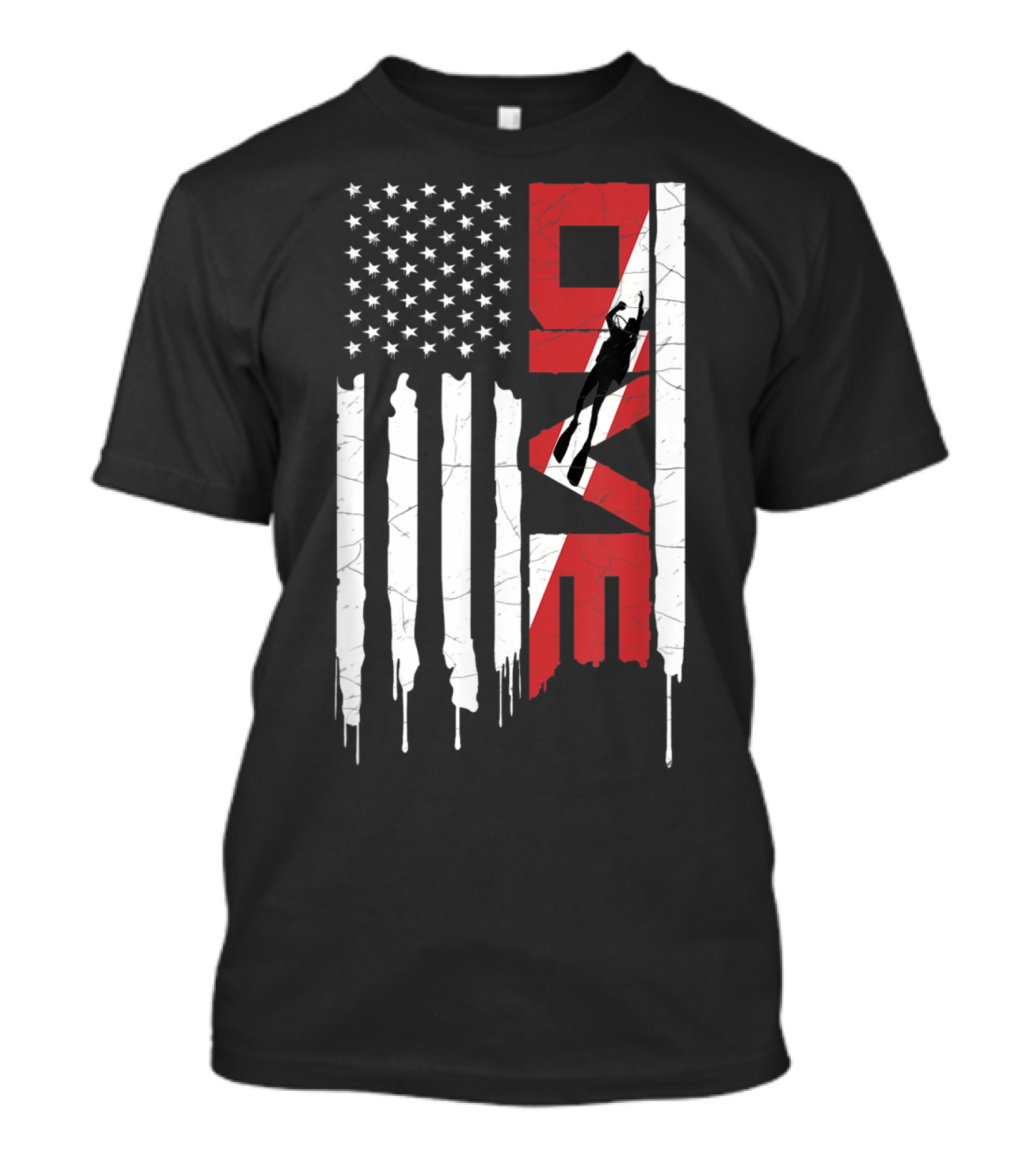 Scuba Diving American Flag DIVE With Diver T-Shirt