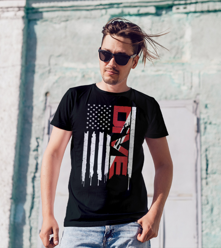 Scuba Diving American Flag DIVE With Diver T-Shirt