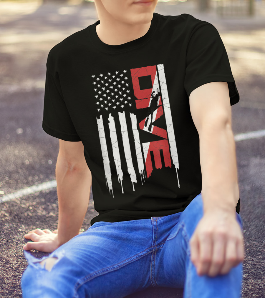 Scuba Diving American Flag DIVE With Diver T-Shirt
