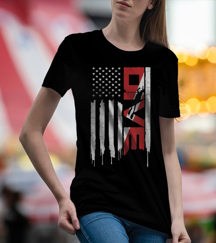 Scuba Diving American Flag DIVE With Diver T-Shirt