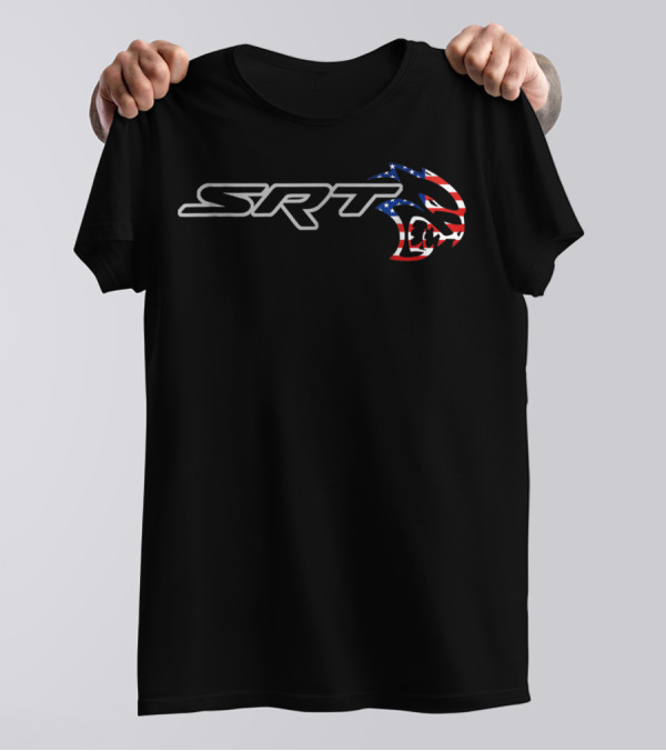 SRT Hellcat Dodge American Flag Silver US T-Shirt