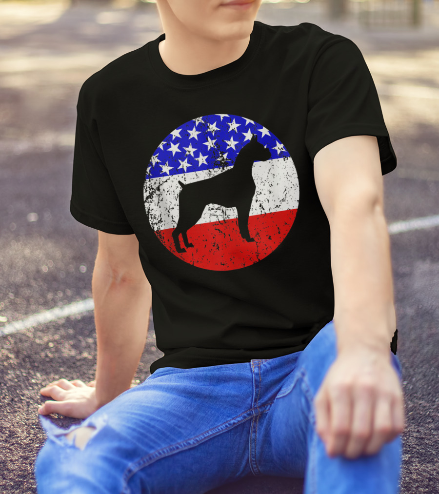 American Flag Vintage Boxer Dog T-Shirt