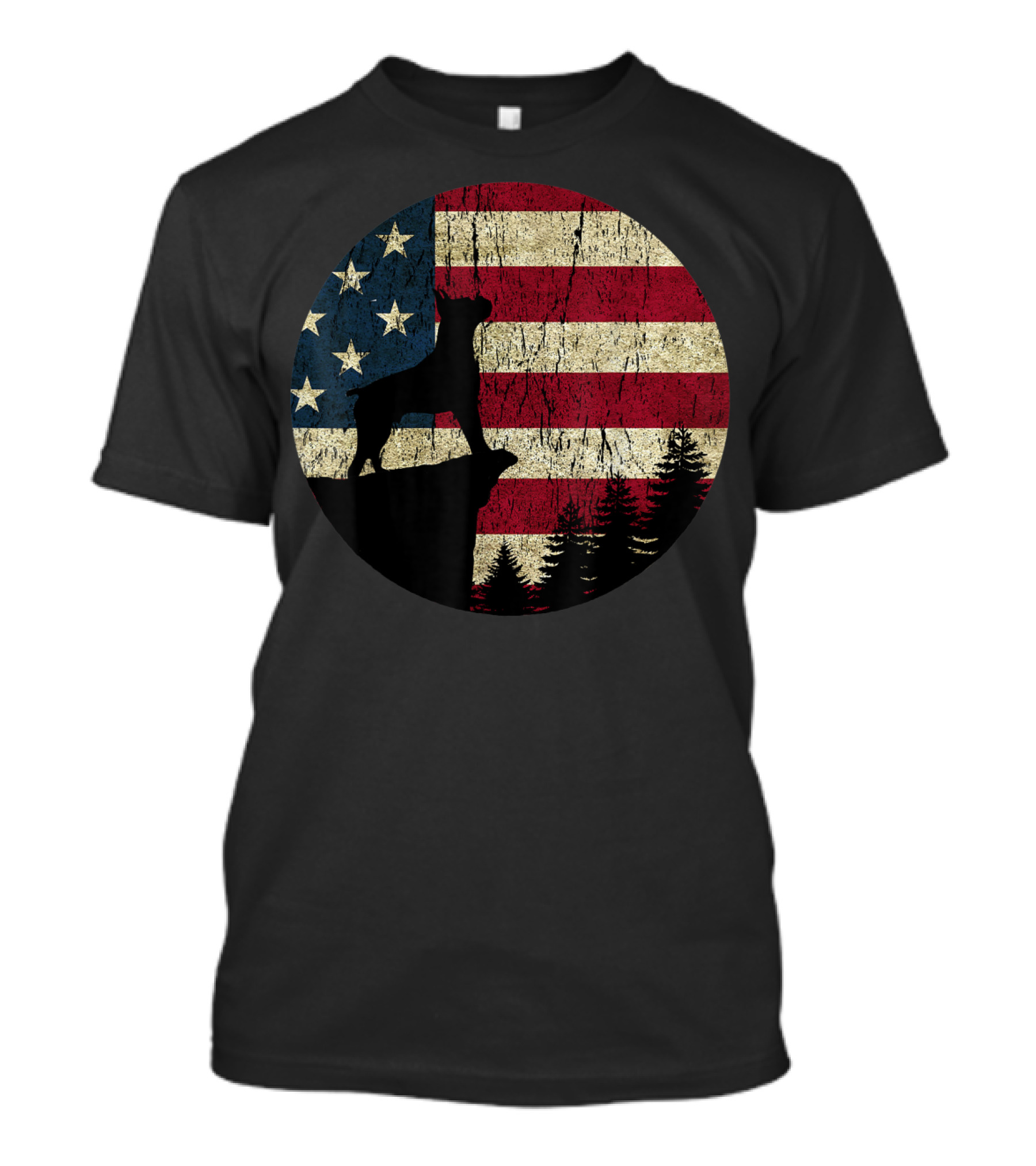 American Flag Boxer Dog Vintage Patriot 4th July T-Shirt