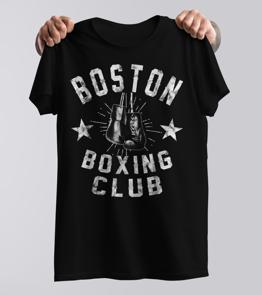 Boston Boxing Club Vintage Distressed Boxer Gloves Retro Stars T-Shirt