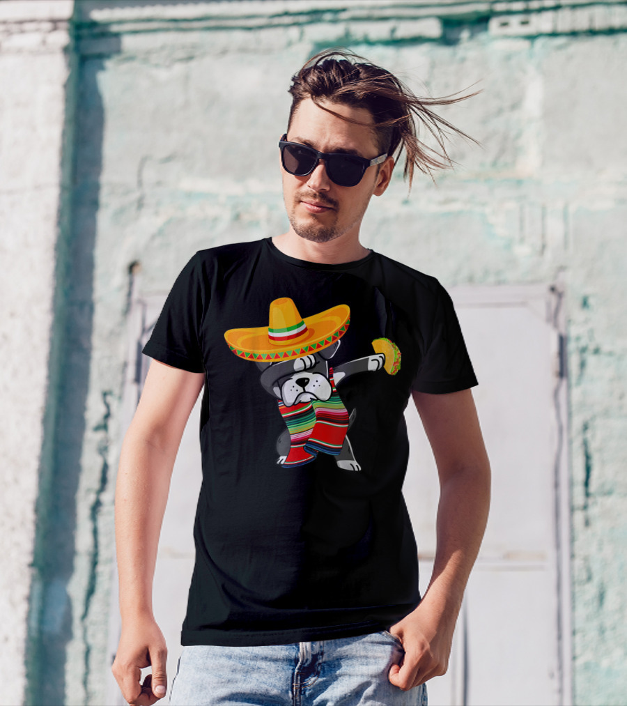 Boxer Dabbing Sombrero Taco Cinco De Mayo Dog T-Shirt