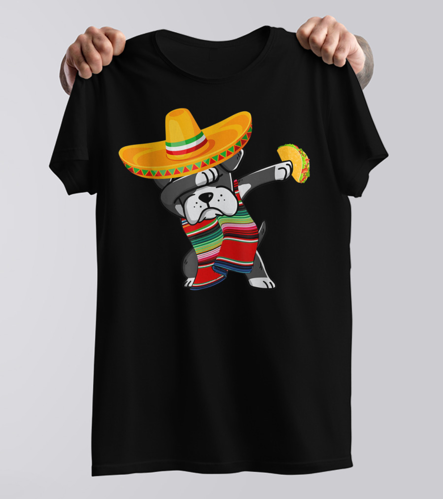 Boxer Dabbing Sombrero Taco Cinco De Mayo Dog T-Shirt