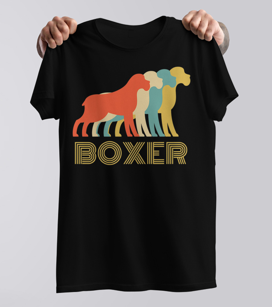 Boxer Dog Breed Vintage Colorful T-Shirt