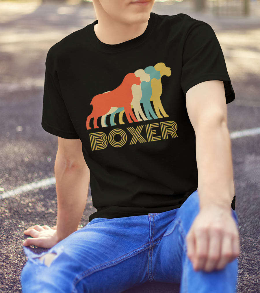 Boxer Dog Breed Vintage Colorful T-Shirt