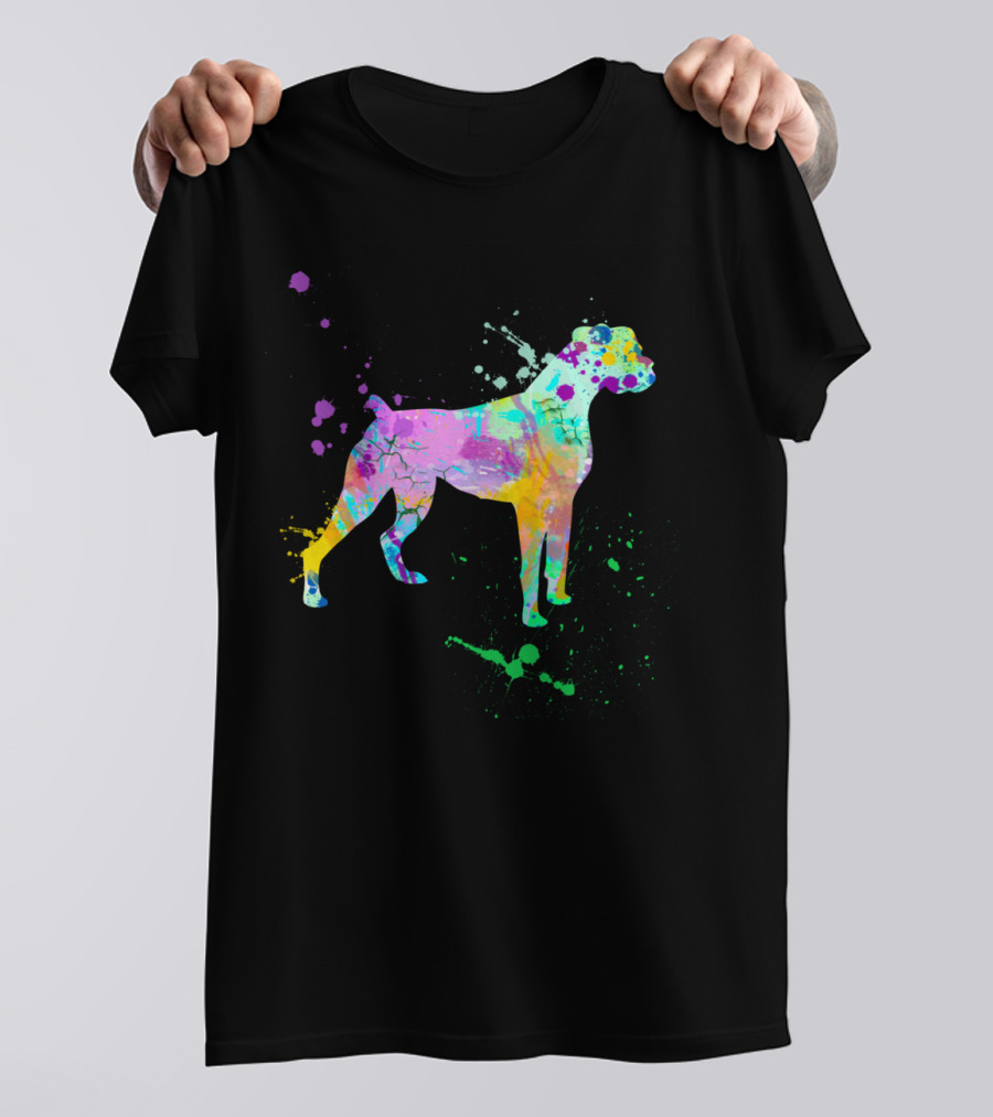 Boxer Dog Lovers Watercolor Splash T-Shirt