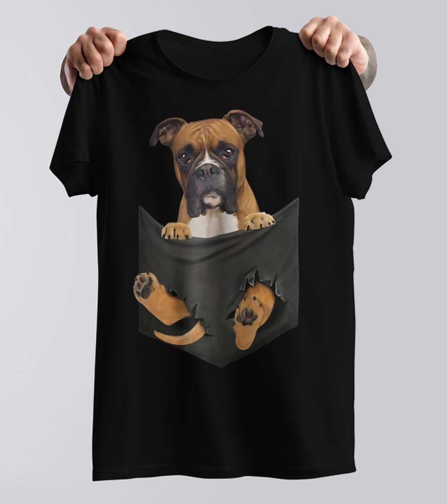 Boxer Puppy In Pocket Boxer Lover T-Shirt