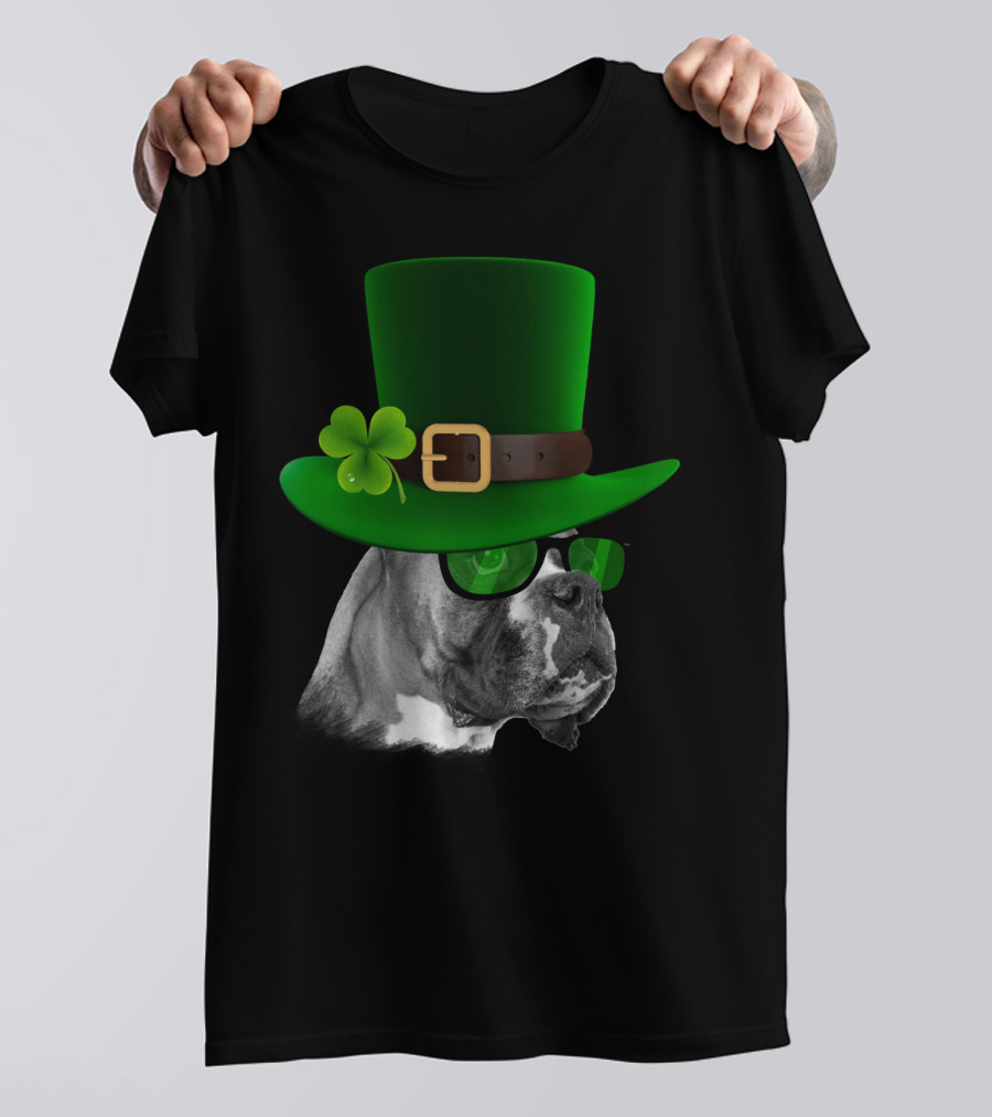 Boxer Dog St Patrick's Day Green Hat Shamrock T-Shirt