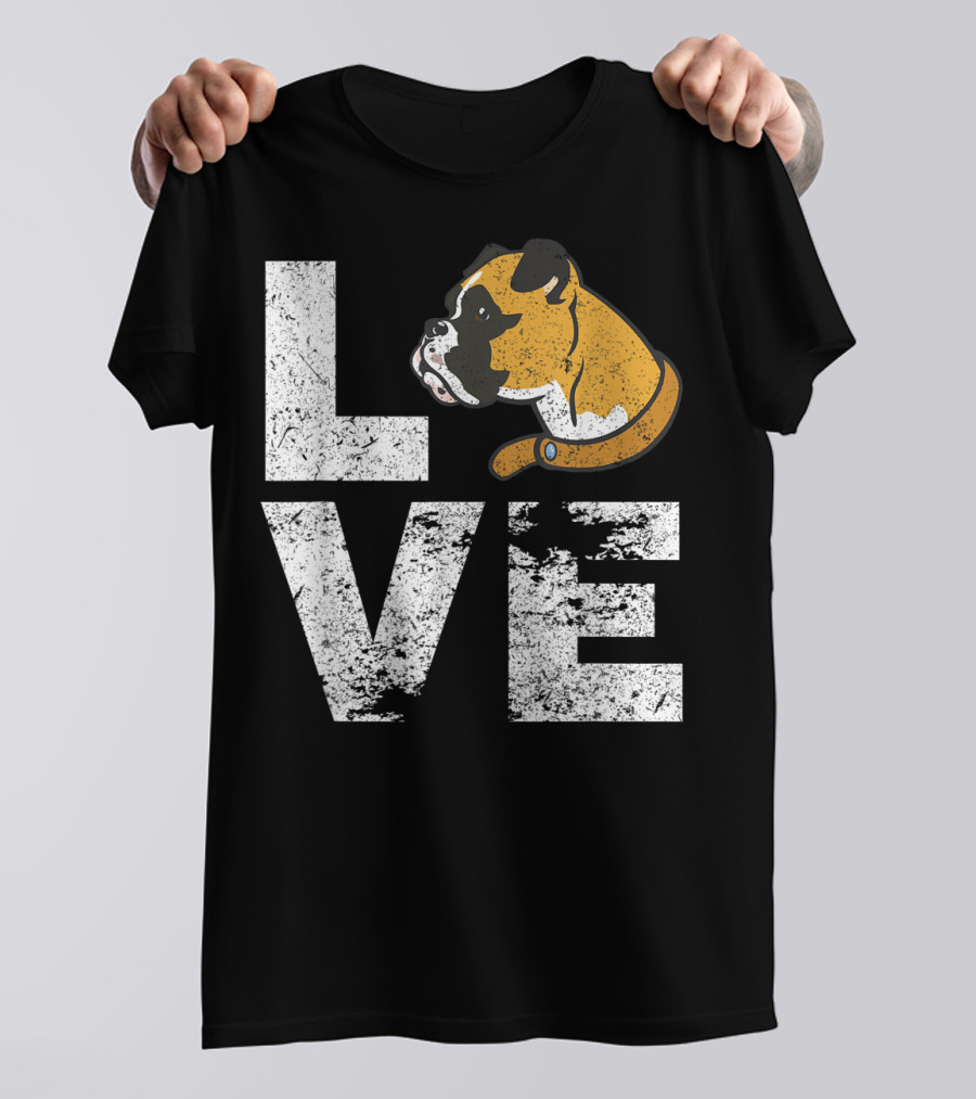 LOVE Boxer Dog Head Funny Dog Lovers T-Shirt