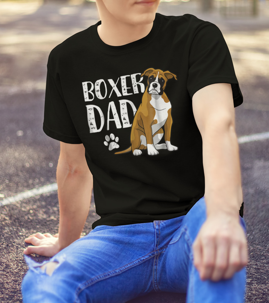 Boxer Dad Dog Paw T-Shirt