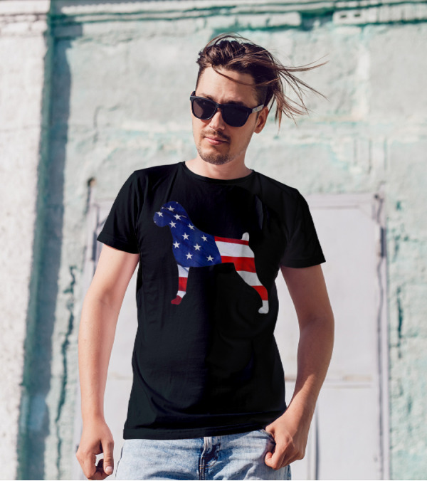 American Flag Boxer Dog Novelty T-Shirt