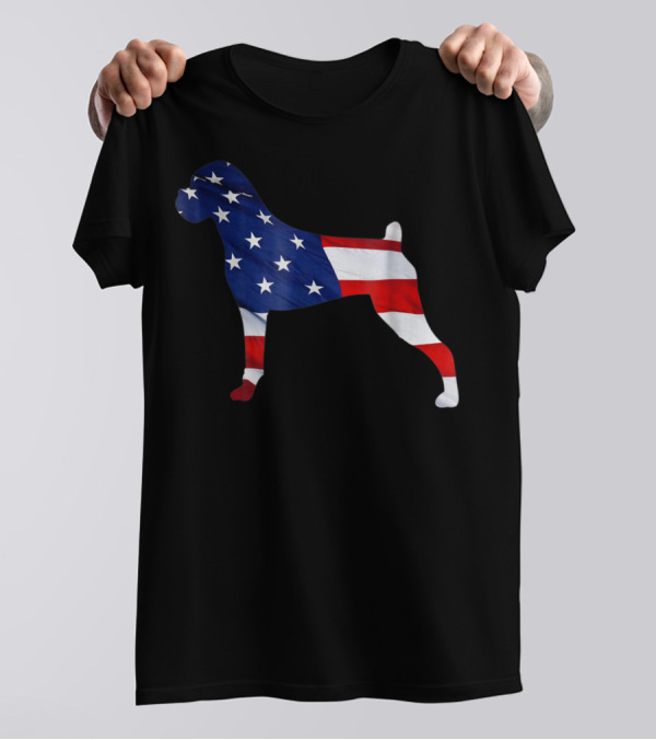 American Flag Boxer Dog Novelty T-Shirt