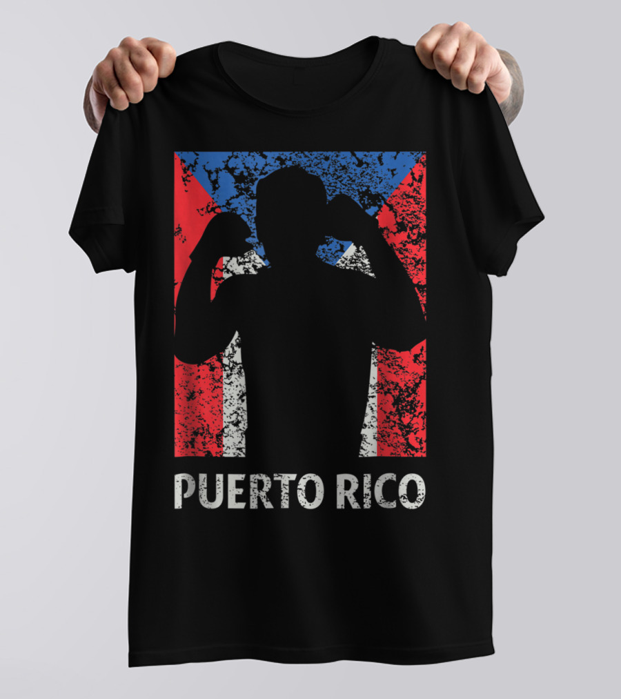 Puerto Rico Flag Boxer Silhouette Pride T-Shirt