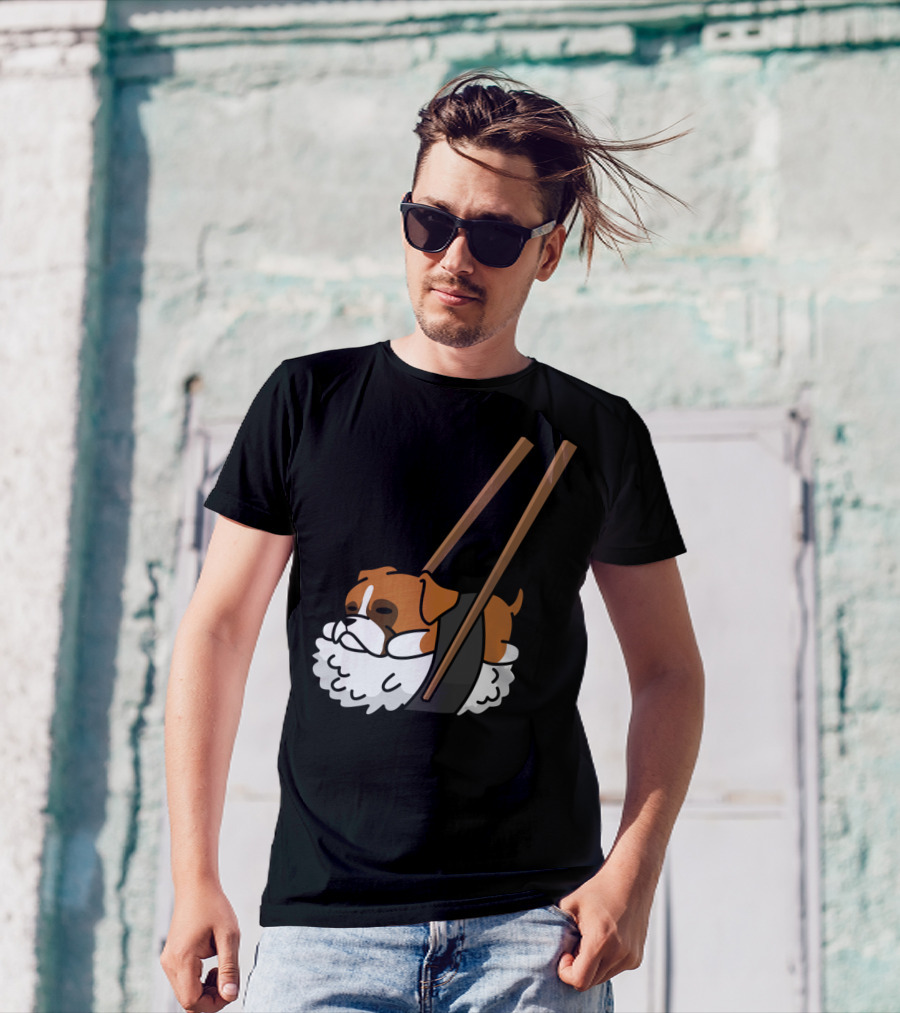 Boxer Dog Sushi With Funny Chopsticks T-Shirt