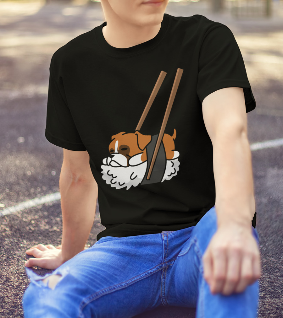 Boxer Dog Sushi With Funny Chopsticks T-Shirt