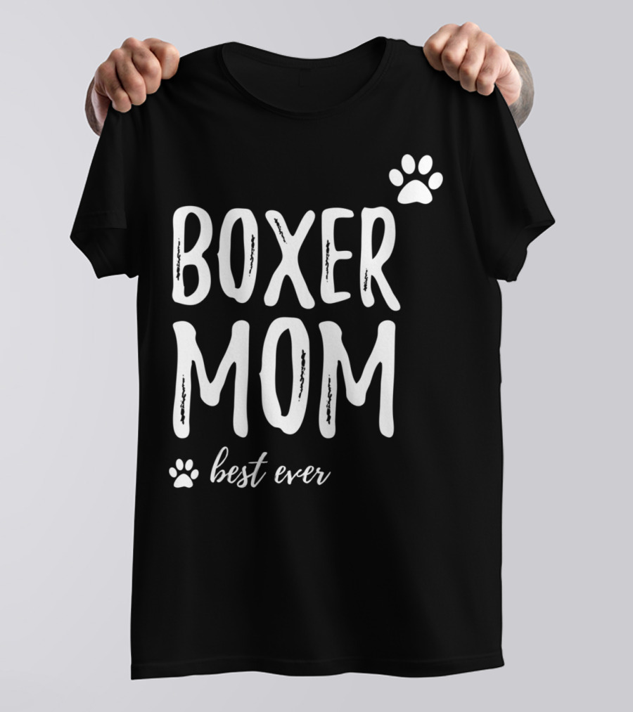 Boxer Mom Best Ever Boxer Dog Paw Prints T-Shirt