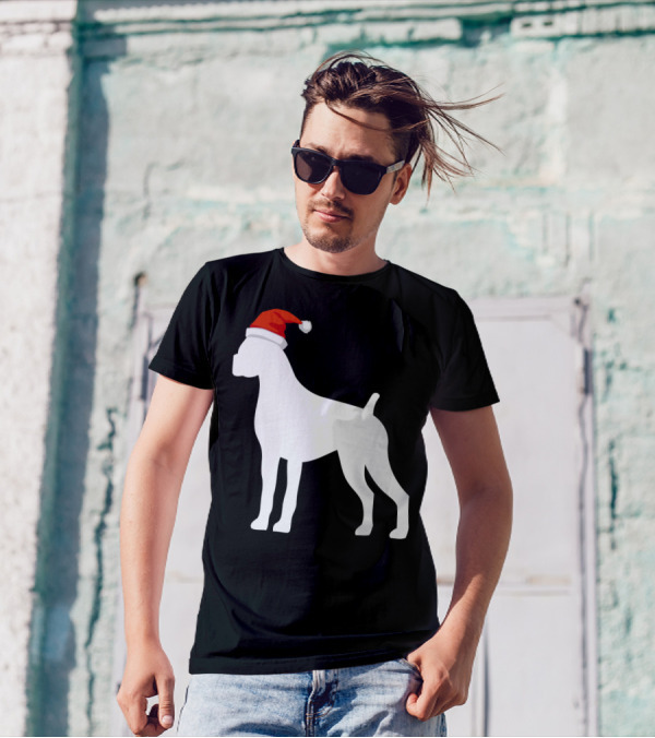 Boxer Dog Wearing Santa Hat Christmas T-Shirt