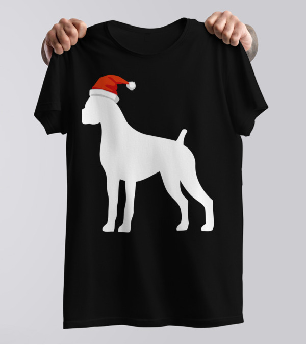 Boxer Dog Wearing Santa Hat Christmas T-Shirt