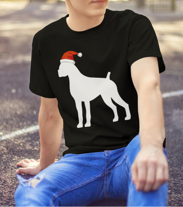Boxer Dog Wearing Santa Hat Christmas T-Shirt