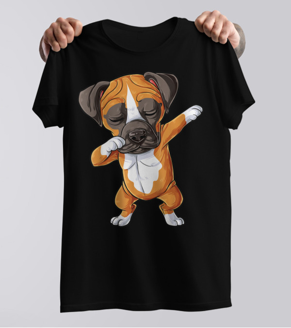 Funny Dabbing Boxer Dog Puppy Lover Kids Boys Dab T-Shirt