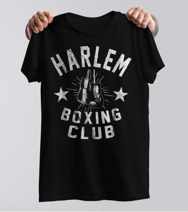 Harlem Boxing Club Vintage Distressed Boxer Gloves With Stars T-Shirt