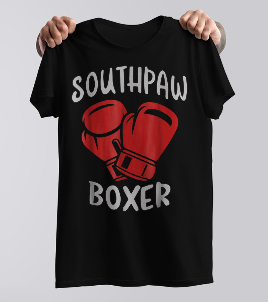 Southpaw Boxer Red Boxing Gloves Left Handed Stance T-Shirt