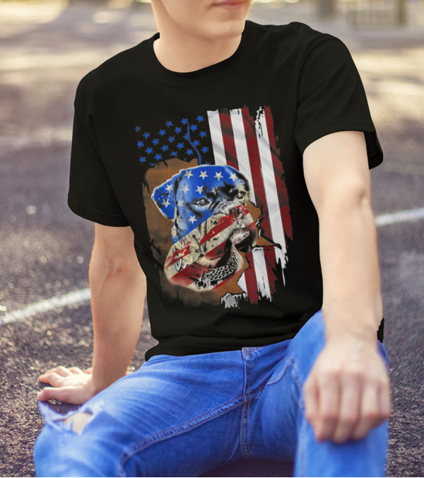 American Flag Boxer Dog Tattoos T-Shirt