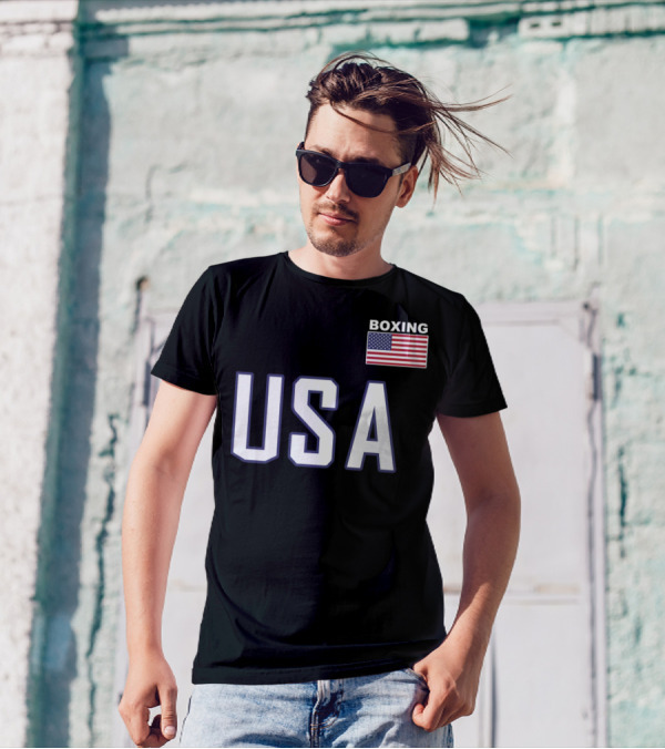 USA Flag Boxing Jacket With Pocket Equipment Theme For Boxer T-Shirt