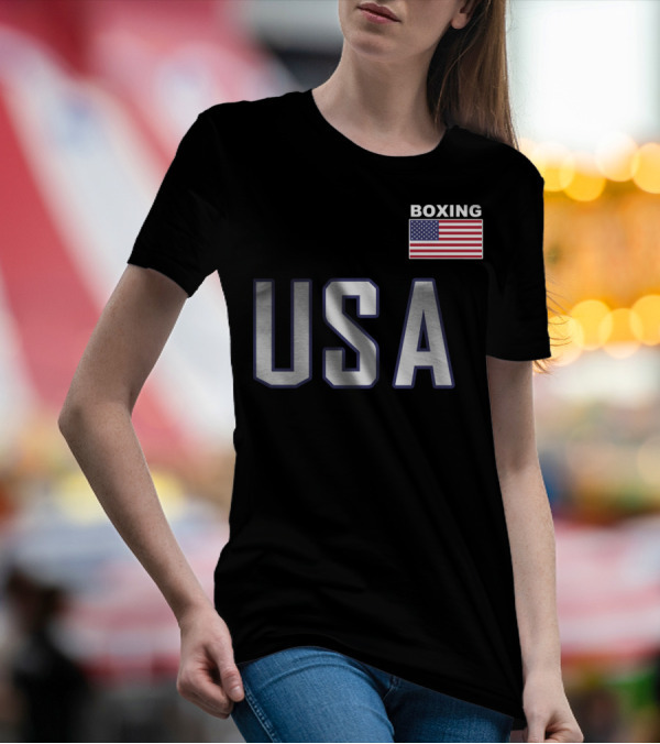 USA Flag Boxing Jacket With Pocket Equipment Theme For Boxer T-Shirt