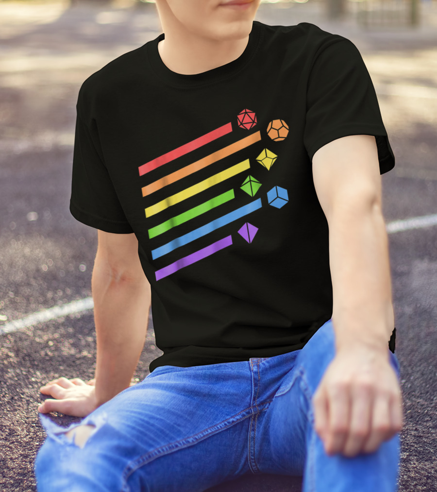 Polyhedral Dice Set Rainbow Colors Minimalist T-Shirt