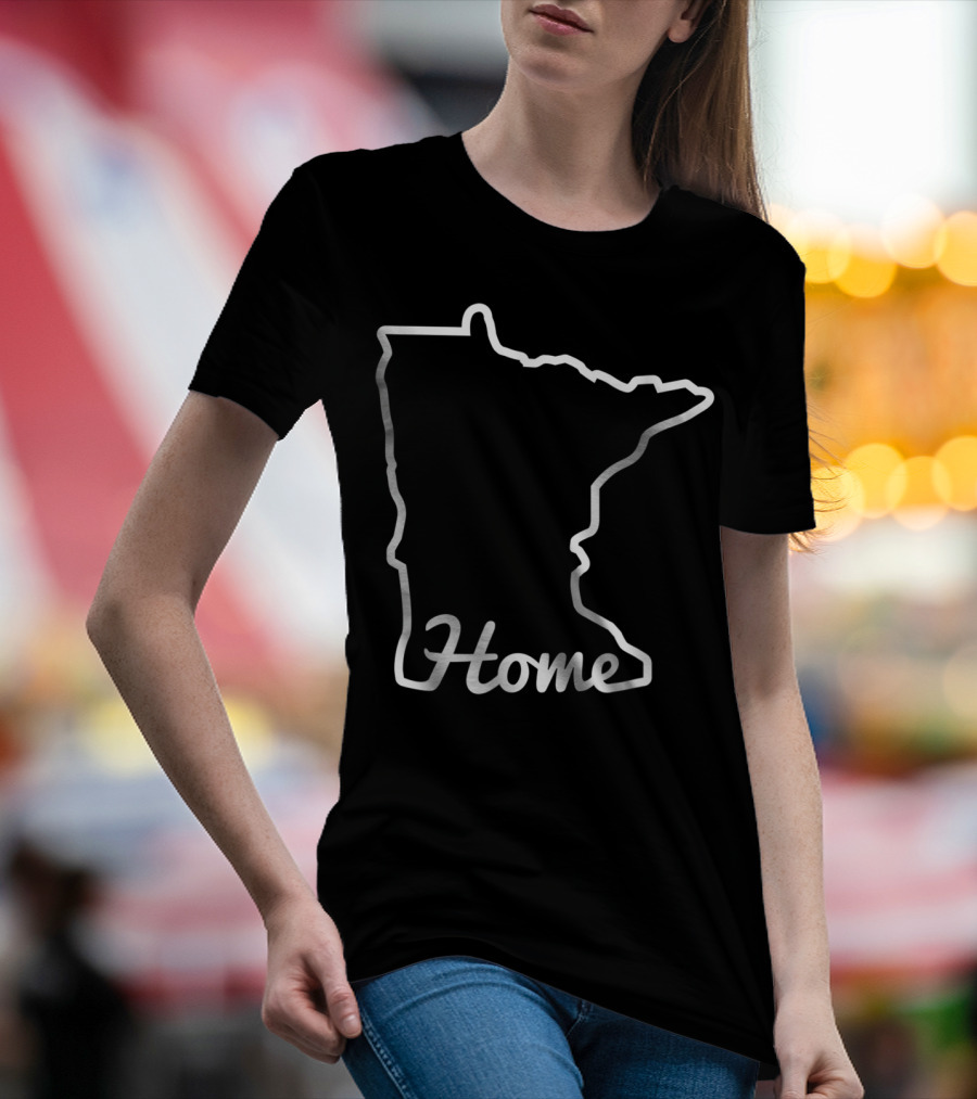 Minnesota Home Map State Outline Native Minnesotan T-Shirt