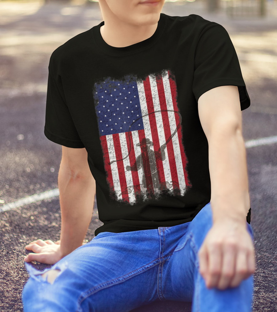 American Flag Fly Fishing Fisherman T-Shirt