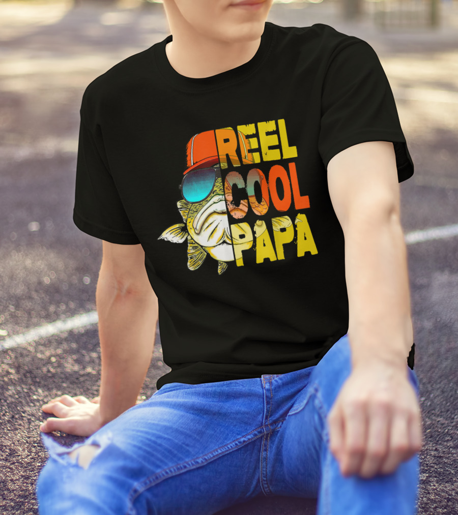 Father's Day Reel Cool Papa Fishing Fish Hat Sunglasses T-Shirt