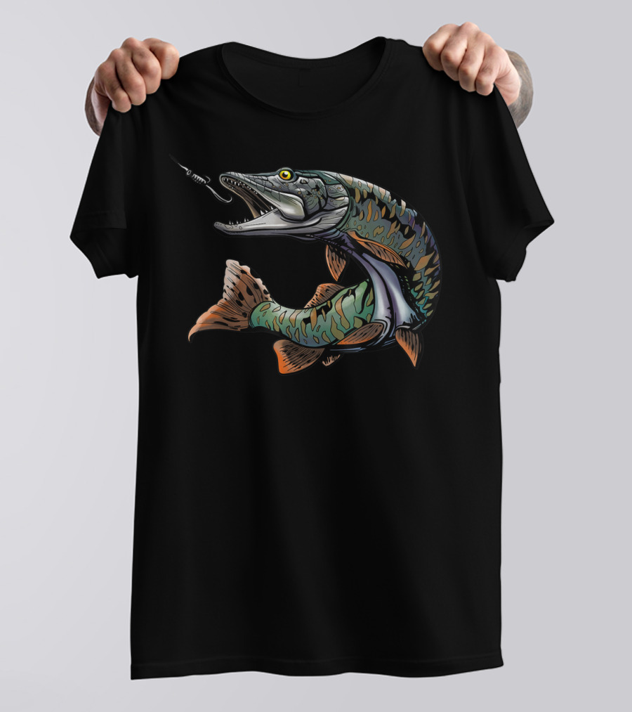 Musky Fishing Esox Fisherman With Lure T-Shirt