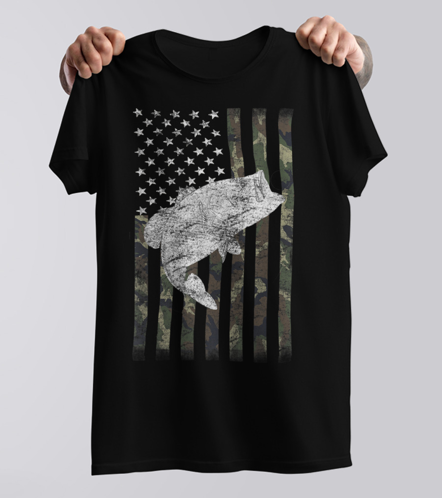 Camouflage American Flag Bass T-Shirt