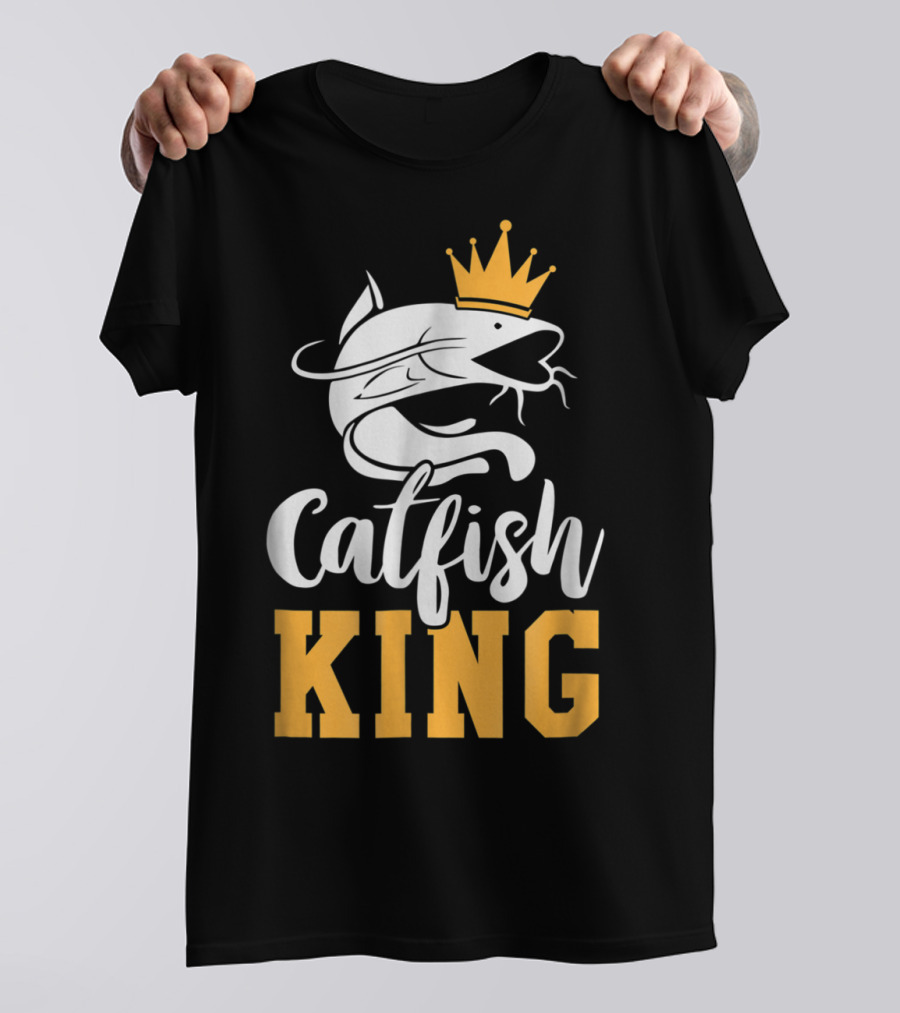 Catfish King Crowned Fishing Humor Trophy T-Shirt