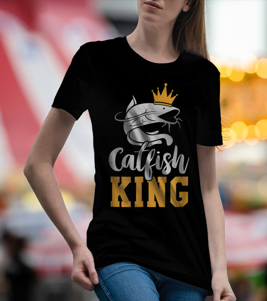 Catfish King Crowned Fishing Humor Trophy T-Shirt