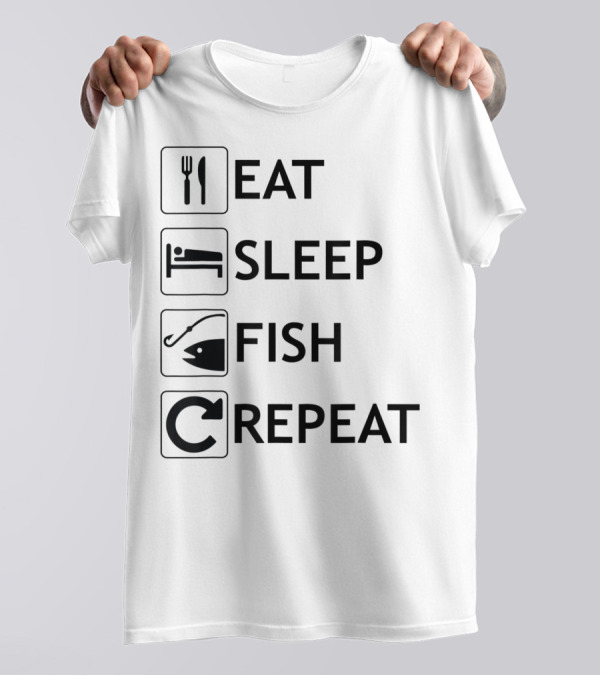 Eat Sleep Fish Repeat Funny Fishing Iconic Routine T-Shirt