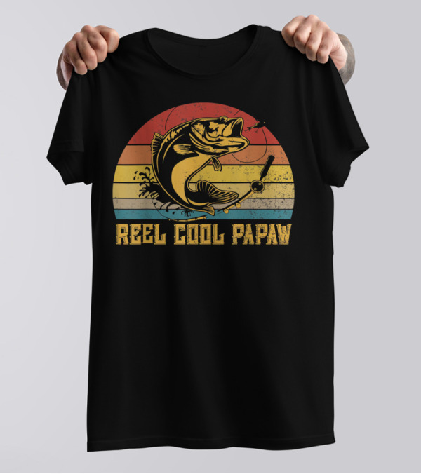 Father's Day Reel Cool Papaw Vintage Fishing T-Shirt