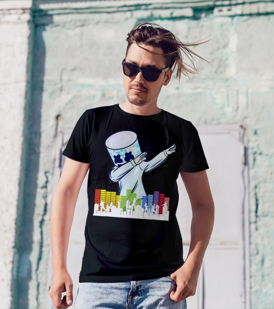 All I Want For Christmas Is Marshmallow Dabbing With Colorful Soundwaves T-Shirt