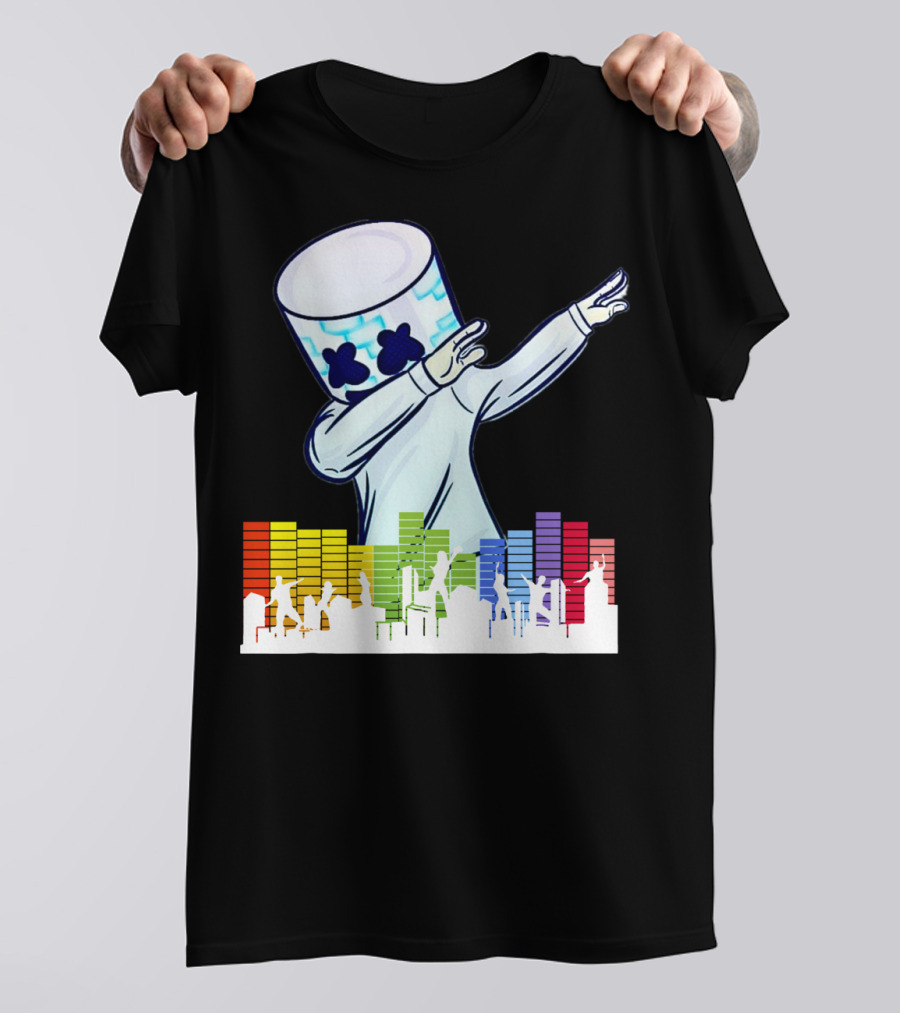 All I Want For Christmas Is Marshmallow Dabbing With Colorful Soundwaves T-Shirt