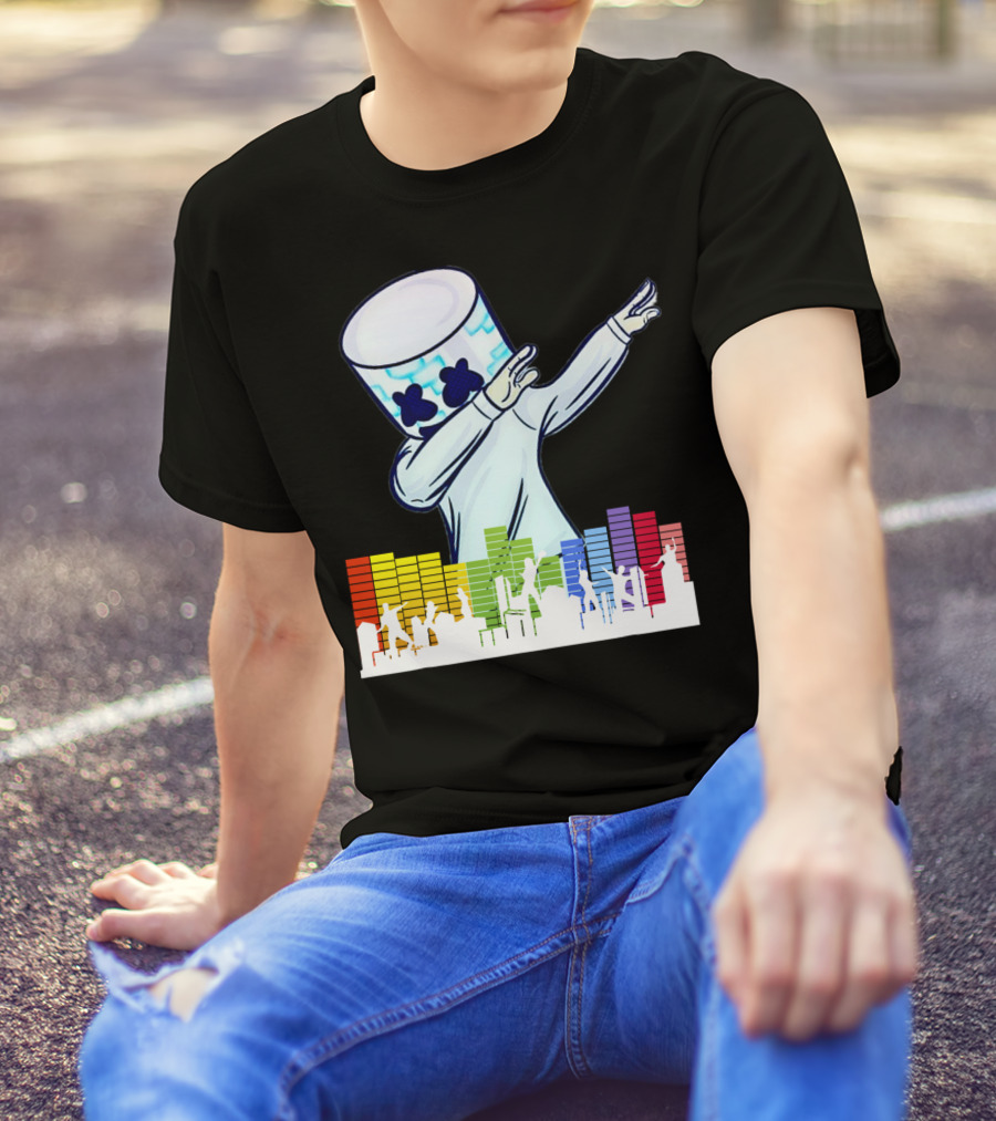 All I Want For Christmas Is Marshmallow Dabbing With Colorful Soundwaves T-Shirt
