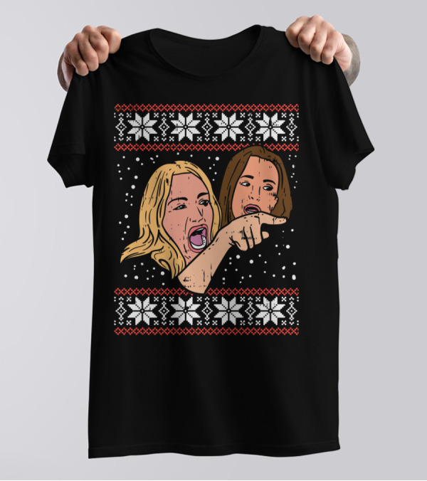 Angry Woman Yelling At Cat Meme Ugly Christmas T-Shirt