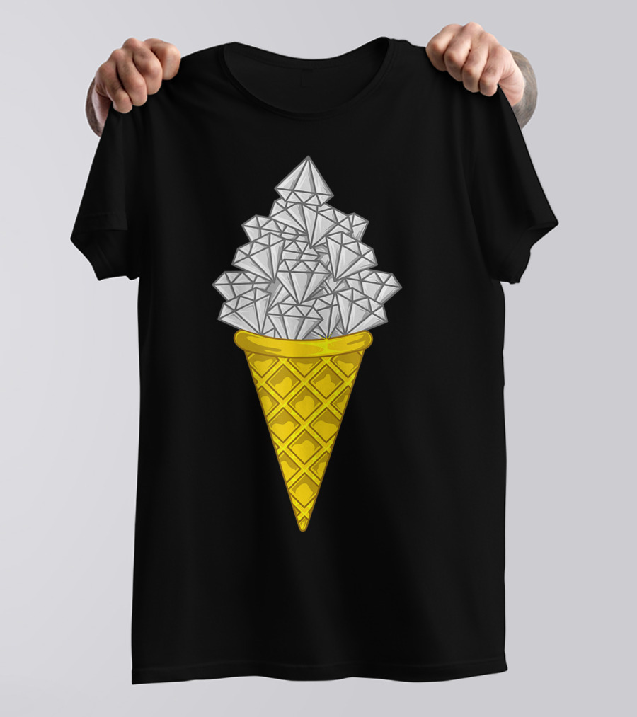 Diamond Icecream Waffle Cone With Gemstone Scoops T-Shirt